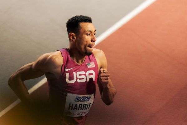 Isaiah Harris (USA/United States of America) am 01.03.2024 bei den World Athletics Indoor Championships in Glasgow (Schottland / Vereinigtes Königreich)