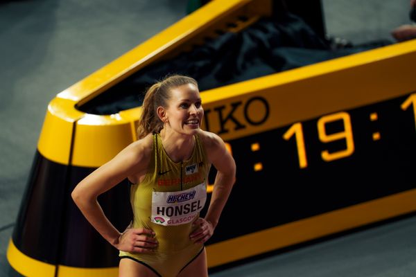 Christina Honsel (GER/Germany) beim Hochsprung am 01.03.2024 bei den World Athletics Indoor Championships in Glasgow (Schottland / Vereinigtes Königreich)