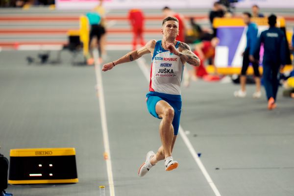 Radek Juska (CZE/Czechia) im Weitsprung am 02.03.2024 bei den World Athletics Indoor Championships in Glasgow (Schottland / Vereinigtes Königreich)