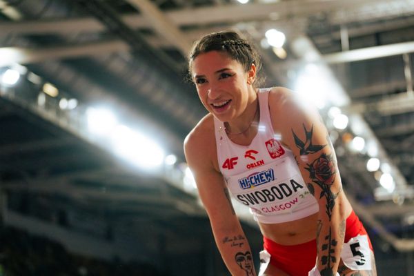 Ewa Swoboda (POL/Poland) am 02.03.2024 bei den World Athletics Indoor Championships in Glasgow (Schottland / Vereinigtes Königreich)