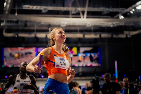 Femke Bol (NED/NEtherlands) in der 4x400m Staffel Vorlauf am 03.03.2024 bei den World Athletics Indoor Championships in Glasgow (Schottland / Vereinigtes Königreich)