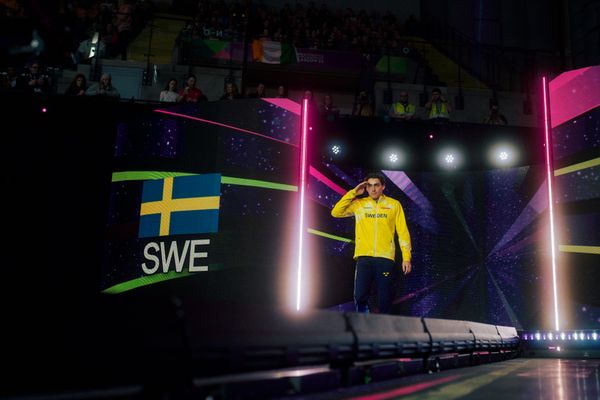 Armand Duplantis (SWE/Sweden) am 03.03.2024 bei den World Athletics Indoor Championships in Glasgow (Schottland / Vereinigtes Königreich)