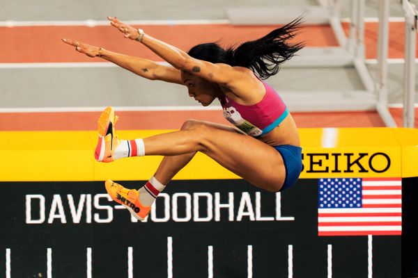 Tara Davis-Woodhall (USA/United States of America) am 03.03.2024 bei den World Athletics Indoor Championships in Glasgow (Schottland / Vereinigtes Königreich)
