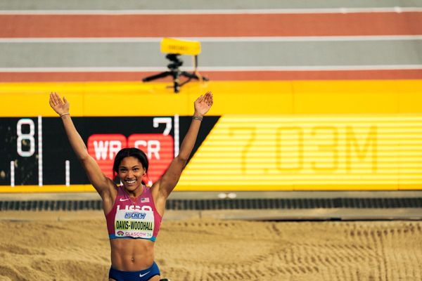 Tara Davis-Woodhall (USA/United States of America) am 03.03.2024 bei den World Athletics Indoor Championships in Glasgow (Schottland / Vereinigtes Königreich)
