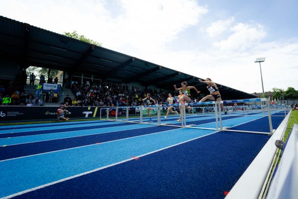 Ninali Zheng (CHN), Esther Condé-Turpin	(FRA), Jana Koščak (CRO), Célia Perron (FRA), Carolin Schäfer (GER | Eintracht Frankfurt) am 22.06.2024 beim Stadtwerke Ratingen Mehrkampf-Meeting 2024 in Ratingen