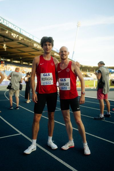 Leon Rofagha (TSV Bayer 04 Leverkusen), Jonathan Dahlke (TSV Bayer 04 Leverkusen) am 28.06.2024 beim 5000m Lauf bei den deutschen Leichtathletik-Meisterschaften 2024 im Eintracht-Stadion in Braunschweig