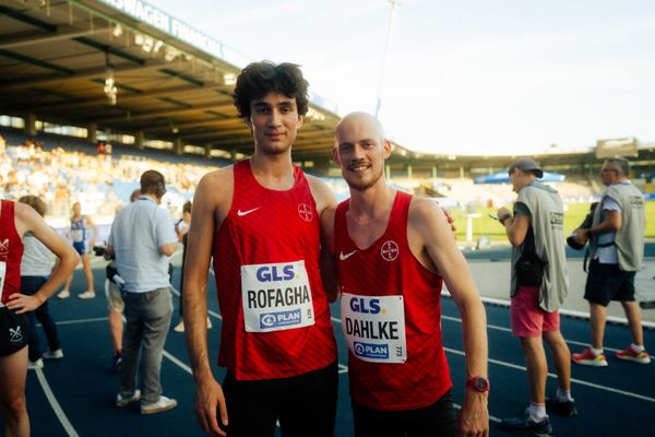 Leon Rofagha (TSV Bayer 04 Leverkusen), Jonathan Dahlke (TSV Bayer 04 Leverkusen) am 28.06.2024 beim 5000m Lauf bei den deutschen Leichtathletik-Meisterschaften 2024 im Eintracht-Stadion in Braunschweig