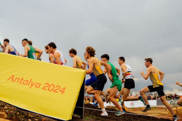 Markus Görger (Germany), Nick Jäger (Germany), Davor Aaron Bienenfeld (Germany) am 08.12.2024 bei den Crosslauf-Europameisterschaften in Antalya