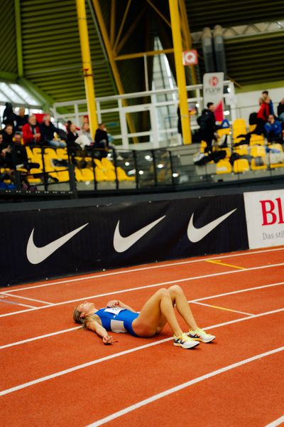 Johanna Martin (1. LAV Rostock) waehrend den deutschen Jugend-Hallenmeisterschaften U20 am 15.02.2025 in der Helmut-Körnig-Halle in Dortmund