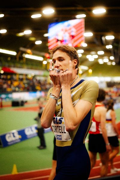 Marc Tortell (Athletics Team Karben) bei den deutschenHallenmeisterschaften am 22.02.2025 in der Helmut-Körnig-Halle in Dortmund
