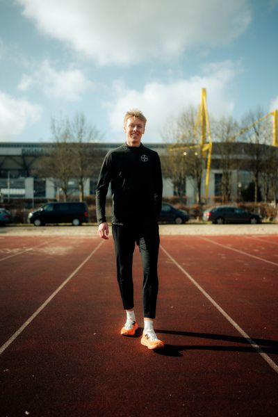 Jonas Patri (TSV Bayer 04 Leverkusen) bei den deutschenHallenmeisterschaften am 23.02.2025 in der Helmut-Körnig-Halle in Dortmund