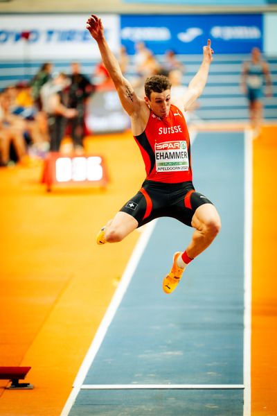 Simon Ehammer (SUI) during the European Athletics Indoor Championships on 07/03/2025 at the Omnisport Arena in Apeldoorn