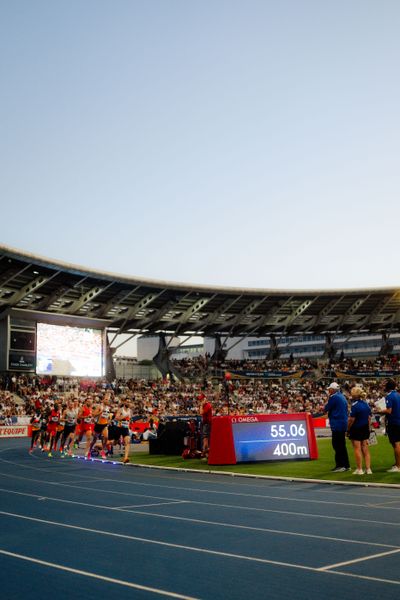 Paul Anselmini (France), Romain Mornet (France), Ruben Verheyden (Belgium), Tshepo Tshite (South Africa), Pieter Sisk (Belgium), Phanuel Kipkosgei Koech (Kenya), Pierrik Jocteur-Monrozier (France), Louis Gilavert (France), Flavien Szot (France), Festus Lagat (Kenya), Stefan Nillessen (Netherlands), Abel Kipsang (Kenya), George Mills (United Kingdom), Azeddine Habz (France), Žan Rudolf (Slovenia), Mounir Akbache (France) during the 1500m race at the Wanda Diamond League MEETING de Paris on 20/06/2025 in Paris