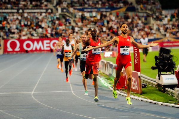 Azeddine Habz (France), Phanuel Kipkosgei Koech (Kenya), George Mills (United Kingdom) during the 1500m race at the Wanda Diamond League MEETING de Paris on 20/06/2025 in Paris
