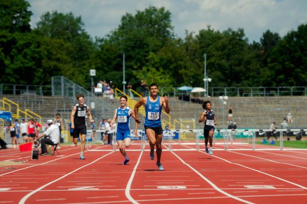 Jason Gordon (OTB Osnabrück), Cosmo Johnson (TSV SCHOTT Mainz),  waehrend der U16-/U23-DM am 05.07.2025 im Donaustadion in Ulm