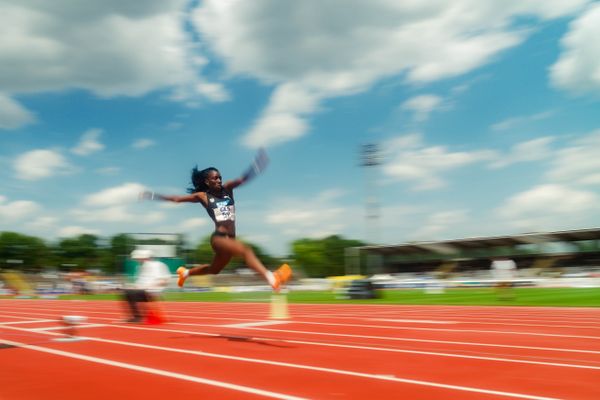 Fehintola Oladejo (MTG Mannheim) waehrend der U16-/U23-DM am 05.07.2025 im Donaustadion in Ulm