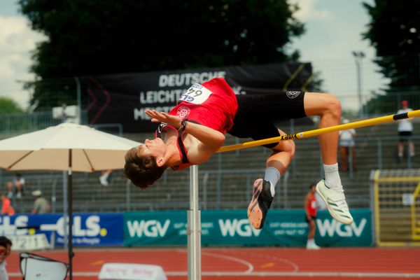 Nevio Völkel (LG Osnabrück) waehrend der U16-/U23-DM am 05.07.2025 im Donaustadion in Ulm