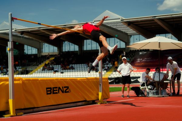 Nevio Völkel (LG Osnabrück) waehrend der U16-/U23-DM am 05.07.2025 im Donaustadion in Ulm