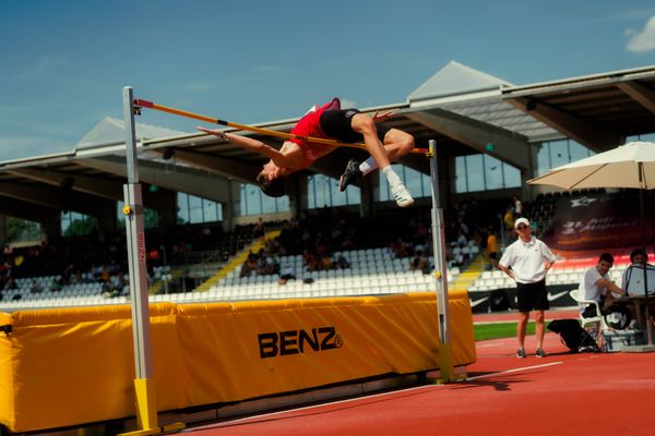 Nevio Völkel (LG Osnabrück) waehrend der U16-/U23-DM am 05.07.2025 im Donaustadion in Ulm