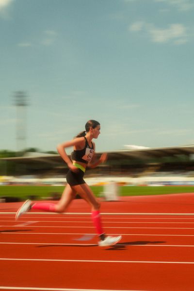 Johanna Faust (LG Neustadt Nord) waehrend der U16-/U23-DM am 05.07.2025 im Donaustadion in Ulm