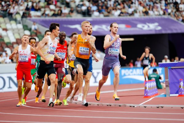 Robert Farken (GER), Cole Hocker (USA), Pieter Sisk (BEL) during the World Athletics Championships on 14.09.2025 in Tokyo.
