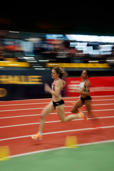 Tanja Spill (TSV Bayer Dormagen), Aleksandra Formella (Polen) am 08.02.2026 beim Sparkassen Indoor Meeting in der Helmut-Körnig-Halle in Dortmund