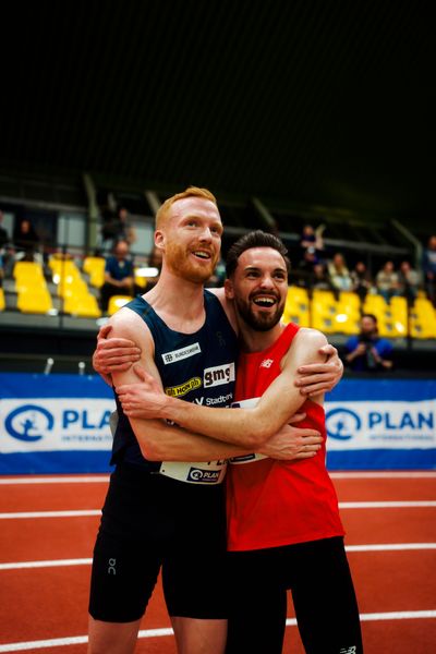 Max Nores (TSV Bayer 04 Leverkusen), Frederik Ruppert (LAV Stadtwerke Tübingen) am 27.02.2026 bei den Deutschen Hallen Meisterschaften in der Helmut-Körnig-Halle in Dortmund