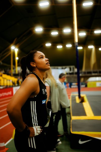 Yemisi Ogunleye (MTG Mannheim) am 27.02.2026 bei den Deutschen Hallen Meisterschaften in der Helmut-Körnig-Halle in Dortmund
