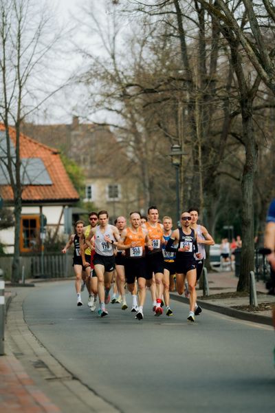 Sebastian Hendel (SCC Berlin), Florian Bremm (Franconia Athletics), Niklas Buchholz (Franconia Athletics), Hendrik Pfeiffer (Düsseldorf Athletics) am 08.03.2026 bei den Deutschen Meisterschaften 10 km Straße in Uelzen