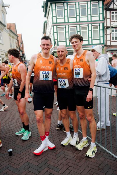 Niklas Buchholz (Franconia Athletics), Florian Bremm (Franconia Athletics), Nick Jäger (Franconia Athletics) am 08.03.2026 bei den Deutschen Meisterschaften 10 km Straße in Uelzen