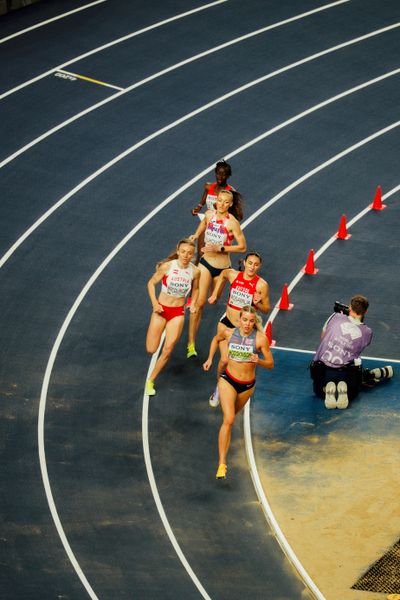 Keely Hodgkinson (Great Britain & N.I.), Valentina Rosamilia (Switzerland), Caroline Bredlinger (Austria), Nina Vuković (Croatia) on 20.03.2026 at the World Athletics Indoor Championships 2026 in Torun