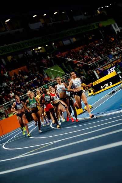 Emily MacKay (United States), Jessica Hull (Australia), Aleshign Baweke (Ethiopia), Şilan Ayyildiz (Türkiye), Nadia Battocletti (Italy), Micol Majori (Italy) on 21.03.2026 at the World Athletics Indoor Championships 2026 in Torun